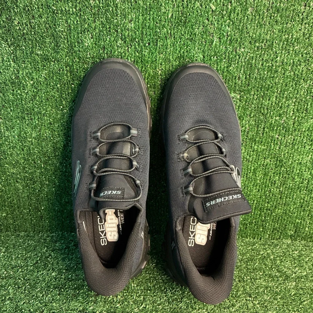 NEW Skechers Glide-Step Zefyr Hands Free Slip-Ins Walking Shoe Black Mens Sz 9.5